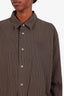 Acne Studios Green Striped Sarow Short Sleeve Poplin Shirt Size 42