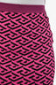 Versace Pink/Black Knit La Greca Jacquard Bodycon Midi Skirt Size 40