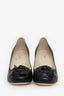 Pre-loved Chanel™ Black Leather CC Camellia Pumps Size 37