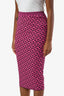 Versace Pink/Black Knit La Greca Jacquard Bodycon Midi Skirt Size 40