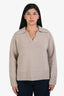 Arch4 Taupe Cashmere V-Neck Polo Sweater Size L