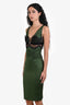 Roberto Cavalli Green Silk Lace Ruched Fitted Dress Size XS