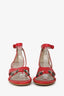 Balenciaga Red Leather Studded Wedges Size 37