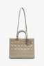 Christian Dior Beige Patent Leather Large Cannage Lady Dior Top Handle Bag with Strap