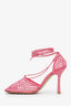 Bottega Veneta Pink Stretch Lace Up Net Heels Size 39