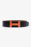 Hermès Black/Brown Leather Reversible Orange H-Buckle Size 90
