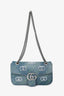 Gucci Blue Denim Crystal Embellished Small GG Marmont Shoulder Bag