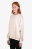 Givenchy Cream Wool Blend Lace Detail Crewneck Sweater Size S