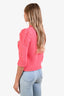 L'Agence Pink Cotton Cropped 'Delilah' Cardigan Size XS