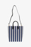 Mansur Gavriel Blue/White Striped Canvas Tote with Strap