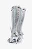 Balenciaga Silver Leather Studded Pointy Cagole Boots Size 35