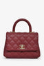 Pre-Loved Chanel™ 2019-20 Burgundy Caviar Leather Extra Mini Coco Top Handle