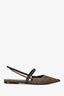 Brunello Cucinelli Taupe Suede Beaded Slingback Flats Size 37.5