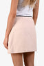 Miu Miu 2019 Light Pink Virgin Wool Mini Skirt with Pearl Detail Size 38