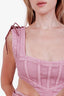 Jean Paul Gaultier X Knwls Pink Denim Lace Up Crop Top + Short Set Size M
