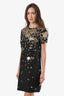 Valentino Black Wool Gold Sequin Embellished SS Dress Size 8