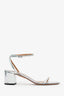 Aquazzura Silver Open Toe Block Heel Sandals Size 38