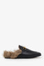 Gucci Black Leather Horsebit Princeton Slip-On Loafers With Fur Size 36
