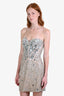Sherri Hill Nude Crystal Beaded Corset Mini Dress Size 4