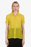 Dries Van Noten Yellow Silk Short Sleeve Button Down Shirt Size 40