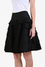 Alaïa Black Wool Blend Pleated Tiered Mini Skirt Size 40