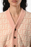 Cardigan Fendi rose en chenille à imprimé FF, col en V, taille 10A Enfant