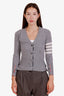 Thom Browne Grey Cashmere 4-Bar Cardigan Size 36