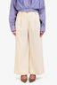 A.L.C. Cream Linen Blend Wide Leg Trousers Size 8