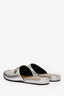 Gucci Limited Edition Silver Metallic Leather MLB NY Yankees Slip On Mules Size 38.5