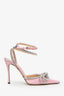 Mach & Mach Pink Satin Crystal Pointed Heels Size 39.5