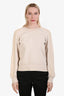 Burberry Cream Cotton Blend Knit Crewneck Sweater Size S