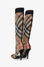 Burberry Beige Check Knitted Sock Boots Size 38