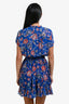 MISA Los Angeles Blue Multicolour Floral Print Ruffled Mini Dress Size XS