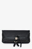 Alexander McQueen Black Leather Skull Double Zip Fold Clutch