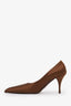 Prada Brown Satin Pointed Toe Heels Size 38