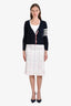 Thom Browne White Tweed Pencil Skirt with Fray Size 6