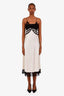 Saint Laurent Champagne/Black Silk Lace Knee-Length Dress Size 38