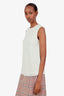 Brunello Cucinelli White Cotton Beige Silk Sleeveless Top Size S
