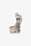 Saint Laurent Silver Tone/White Arty Cocktail Ring Size 5