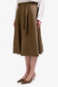 Theory Khaki Workwear Wrap Midi Skirt Size S