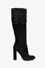Etro Black Suede Embroidered Knee-High Boots Size 37