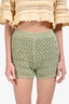 Brunello Cucinelli Sage Green Knit Cotton Crochet Shorts Size 12 Kids