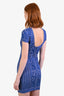 Herve Leger Blue/Pink Cap Sleeve Mini Bandage Dress Size XS