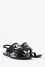 Pre-loved Chanel™ Black Goatskin CC Slingback Sandals Size 36.5