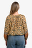 Ulla Johnson Yellow/Teal Printed Cotton Blouse Size 8