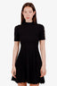 Maje Black Ribbed Knit Pleated Mini Dress Size 34