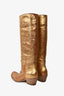 Miu Miu Gold Leather Cowboy Boots Size 35