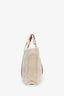 Chloe White/Brown Shearling Calfskin Large Woody Ribbon Tote