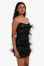 Eliya The Label Black Sequins Feather Mini Dress Size S