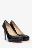 Christian Louboutin Black Patent Leather Round Toe Heels Size 38.5